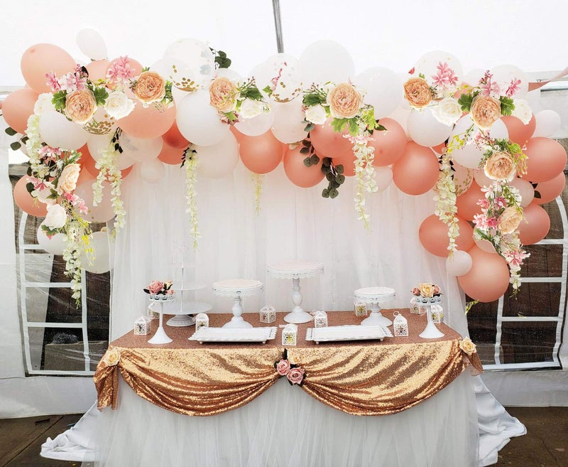 Lvydec Artificial Peony Flower Garland - 6ft Silk Peony Garland with Champagne and White Flowers for Wedding Party Table Decoration - Image 5